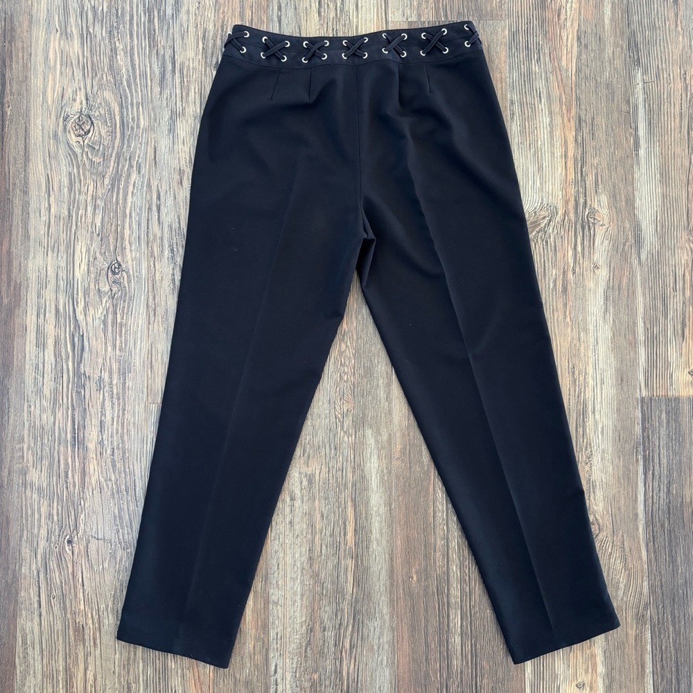 *FLAWS Zac & Rachel Lace-Up Waist Trouser Pants Womens 10 Black Whimsigoth Y2K - Picture 2 of 12